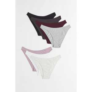 H&M 7er-Pack Slips Bikini Schwarz/Dunkelgrau in Größe XS. Farbe: Black/dark grey