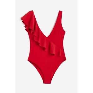 H&M Badeanzug mit wattierten Cups und High Leg Rot, Badeanzüge in Größe 32. Farbe: Red