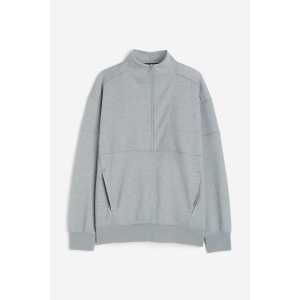 H&M DryMove™ Sweatshirt mit kurzem Zipper Graumeliert, Sport – Pullover & Strickjacken in Größe XXL. Farbe: Grey marl