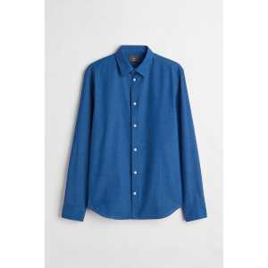 H&M Easy-Iron-Hemd in Slim Fit Blau, Elegant Größe XXXL. Farbe: Blue