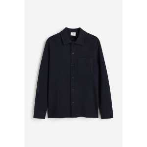 H&M Hemd aus Bouclé-Jersey in Regular Fit Dunkelblau, Freizeithemden Größe S. Farbe: Dark blue