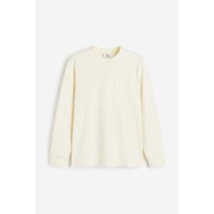 H&M Langarmshirt aus Jersey in Regular Fit Cremefarben, T-Shirt Größe XS. Farbe: Cream