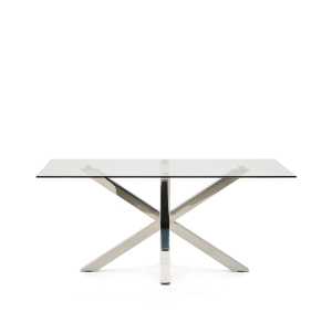 Kave Home - Argo Tisch aus Glas und Beine aus rostfreiem Stahl 160 x 90 cm