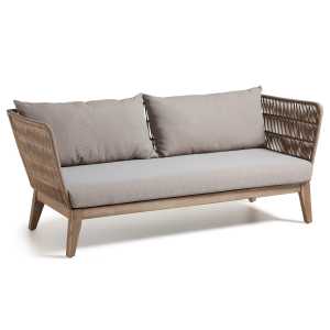 Kave Home - Belleny 3-Sitzer-Sofa aus Seil in Beige und massivem Akazienholz FSC 100% 176 cm