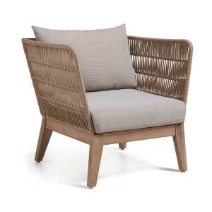 Kave Home - Belleny Sessel aus Seil in Beige und massivem Akazienholz FSC 100%