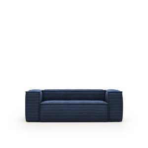 Kave Home - Blok 2-Sitzer-Sofa in blau dickem Kord 210 cm FR