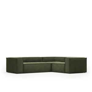 Kave Home - Blok 3-Sitzer-Ecksofa breiter Cord grün 290 x 230 cm / 230 cm 290 cm