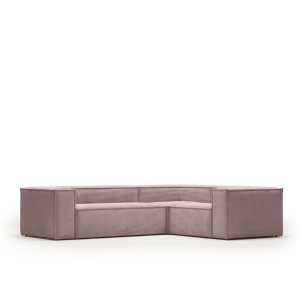 Kave Home - Blok 3-Sitzer-Ecksofa breiter Cord rosa 290 x 230 cm / 230 cm 290 cm