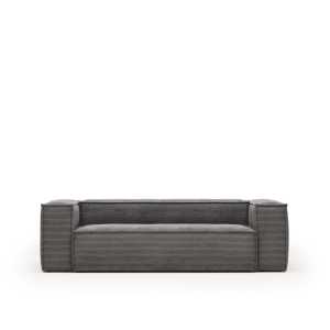 Kave Home - Blok 3-Sitzer-Sofa breiter Cord grau 240 cm