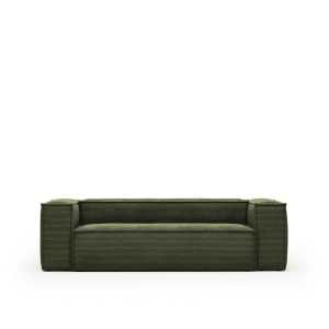 Kave Home - Blok 3-Sitzer-Sofa breiter Cord grün 240 cm FR