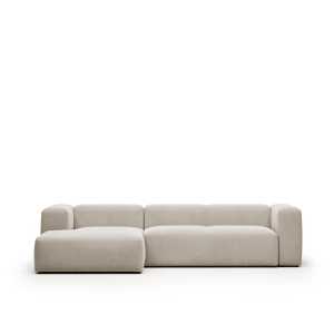 Kave Home - Blok 3-Sitzer Sofa mit Chaiselongue links in beige 300 cm