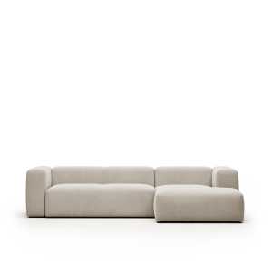 Kave Home - Blok 3-Sitzer Sofa mit Chaiselongue rechts in beige 300 cm