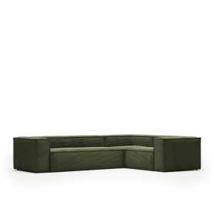 Kave Home - Blok 4-Sitzer Ecksofa Cord grün 320 x 230 cm / 230 x 320 cm