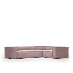 Kave Home - Blok 4-Sitzer-Ecksofa breiter Cord rosa 320 x 230 cm / 230 x 320 cm