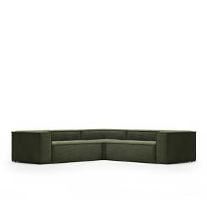 Kave Home - Blok 4-Sitzer Ecksofa dicker Cord grün 290 x 290 cm