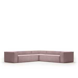 Kave Home - Blok 6-Sitzer-Ecksofa breiter Cord rosa 320 x 320 cm