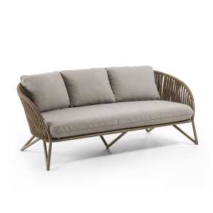 Kave Home - Branzie 3-Sitzer-Sofa aus braunem Seil 180 cm