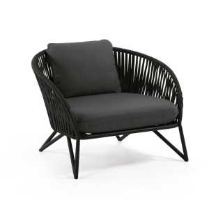 Kave Home - Branzie Sessel aus schwarzem Seil