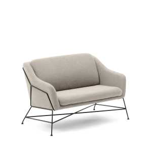 Kave Home - Brida 2-Sitzer-Sofa in Beige und Stahlbeine mit schwarzem Finish 128 cm