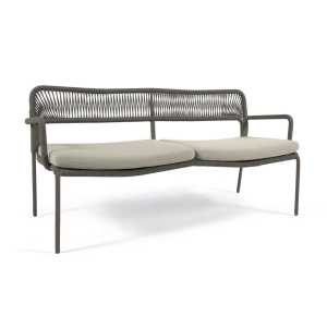 Kave Home - Cailin 2-Sitzer Sofa grünes Seil und verzinkte Stahlbeine dunkelgrün 150 cm