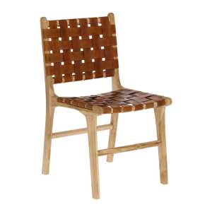 Kave Home - Calixta Stuhl aus Leder und massivem Teak