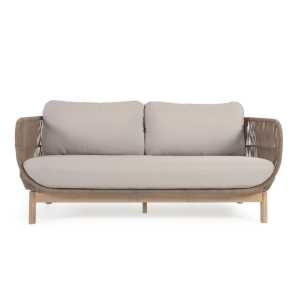 Kave Home - Catalina 3-Sitzer Sofa aus beigem Seil und massivem Akazienholz 170 cm 100% FSC