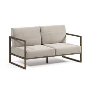 Kave Home - Comova 2-Sitzer Sofa 100% outdoor hellgrau und Aluminium grün 150 cm