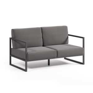 Kave Home - Comova Sofa 100% outdoor dunkelgrau und aus schwarzem Aluminium 150 cm