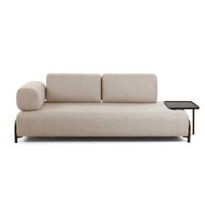 Kave Home - Compo 3-Sitzer Sofa beige mit großem Tablett 252 cm