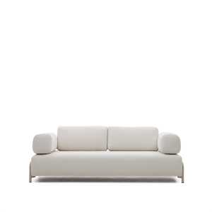 Kave Home - Compo 3-Sitzer-Sofa beige und Metallgestell grau 232 cm