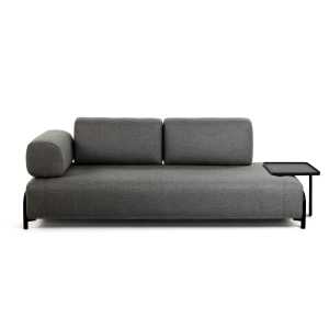 Kave Home - Compo 3-Sitzer Sofa dunkelgrau mit großem Tablett 252 cm