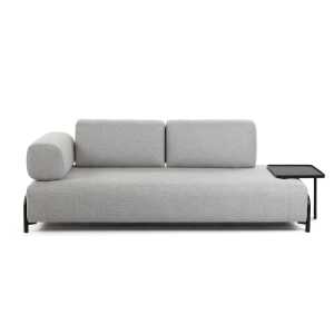 Kave Home - Compo 3-Sitzer Sofa hellgrau mit großem Tablett 252 cm