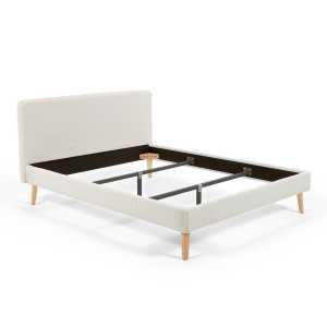 Kave Home - Dyla Bett in weißem Bouclé für Matratze von 160 x 200 cm