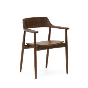 Kave Home - Fondes Stuhl aus massivem Eichenholz mit Nussbaum-Finish FSC Mix Credit