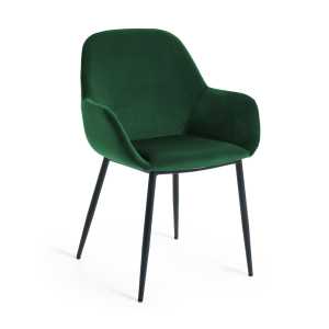 Kave Home - Konna Stuhl aus grünem Samt