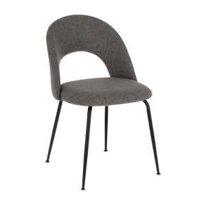 Kave Home - Mahalia Stuhl dunkelgrau und Stahlbeine mit schwarzem Finish