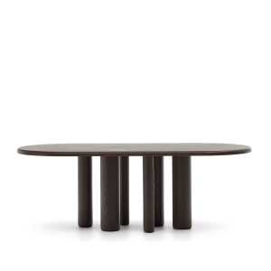 Kave Home - Mailen ovaler Tisch aus Eschenfurnier mit dunklem Finish Ø 220 x 105 cm