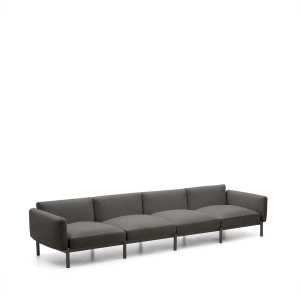 Kave Home - Modulares 4-Sitzer-Sofa für den Außenbereich Sorells aus Aluminium in grauer Ausführung 31