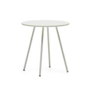 Kave Home - Montjoi runder Gartentisch aus Stahl mit weißem Finish Ø 70 cm