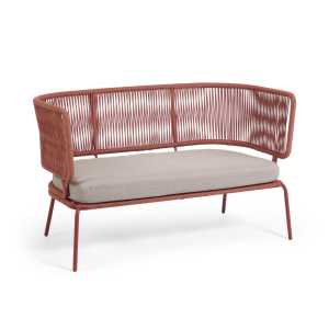 Kave Home - Nadin 2-Sitzer Sofa mit Seil in Terrakotta-Farbe und verzinktem Stahl 135 cm