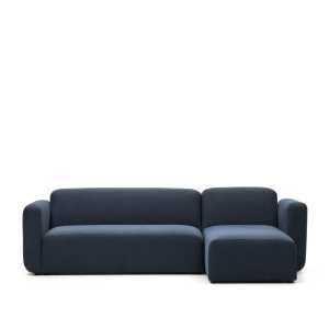 Kave Home - Neom modulares 3-Sitzer-Sofa Chaiselongue rechts/links Blau 263 cm