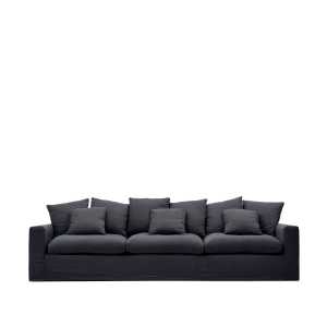 Kave Home - Nora 4 Sitzer Sofa mit abziehbaren Kissenbezügen aus Leinen und Baumwolle anthrazitgrau 34