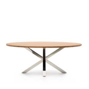 Kave Home - Ovaler Tisch Argo aus massivem Akazienholz mit Beine aus rostfreiem Stahl Ø 200 x 100 cm