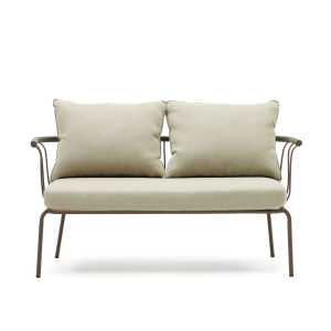 Kave Home - Salguer 2-Sitzer-Sofa aus grünem Seil und Stahl in Braun 134 cm