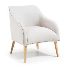 Kave Home - Sessel Bobly beige und Holzbeine mit natürlichem Finish