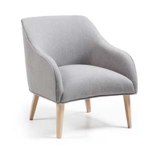 Kave Home - Sessel Bobly grau und Holzbeine mit natürlichem Finish