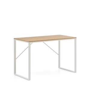 Kave Home - Talbot Schreibtisch aus Melamin natur und Stahlbeinen mit weißem Finish 120 x 60 cm