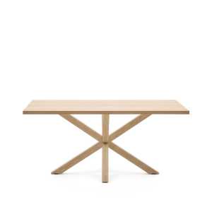 Kave Home - Tisch Argo aus Melamin mit natürlicher Oberfläche und Beinen aus Stahl in Holzoptik, 160 x