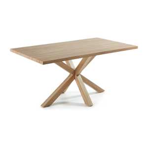 Kave Home - Tisch Argo aus Melamin mit natürlicher Oberfläche und Beinen aus Stahl in Holzoptik, 180 x