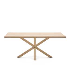 Kave Home - Tisch Argo aus Melamin mit natürlicher Oberfläche und Beinen aus Stahl in Holzoptik, 200 x